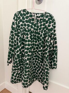 Arket Girl’s Green and White Polka-Print Long-Sleeve Dress